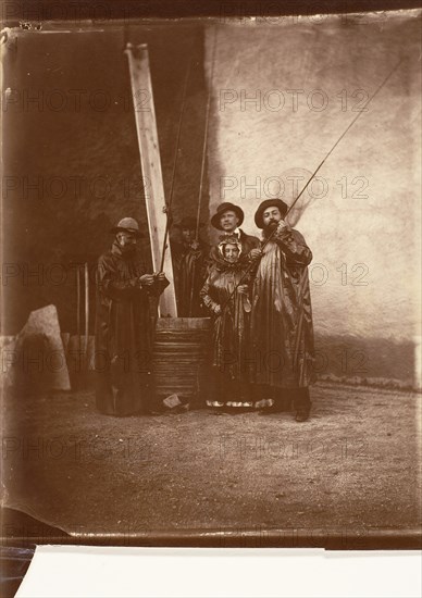 [The Artist, His Mother, and Friends in Fishing Garb], ca. 1860.