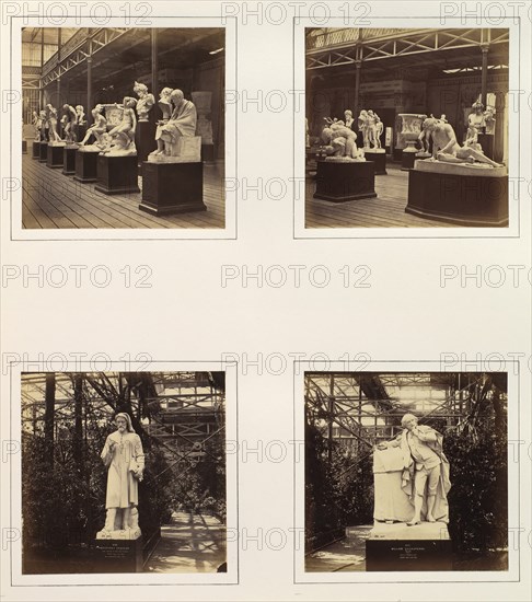 [Roman Court with Sculptures of Posidonius and Wounded Gladiator; Sculpture of Geoffrey Chaucer by Marshall; Sculpture of Shakespeare by Roubilliac], ca. 1859.