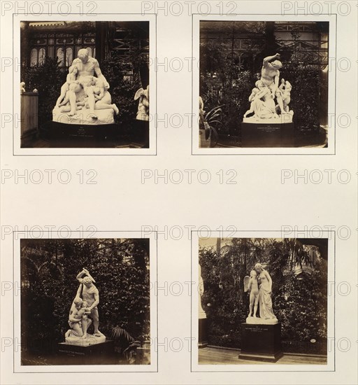 [Sculptures of Cain, a Hunter Defending his Family, the Massacre of the Innocents, and Allegorical Figures of the First Whisper of Love], ca. 1859.