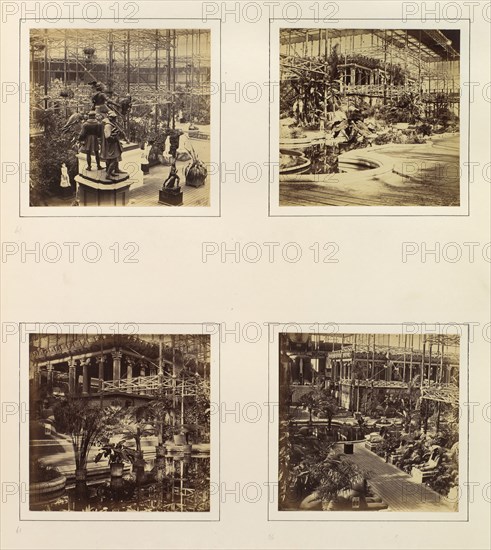 [View From Music Court to South Transept; View in Tropical Department; View of the Egyptian Court; View of North Transept], ca. 1859.