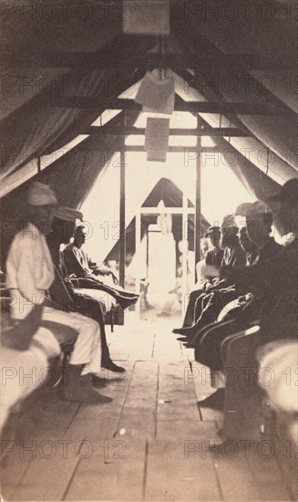 [Wounded Soldiers on Cots, possibly at Harewood Hospital], 1865.