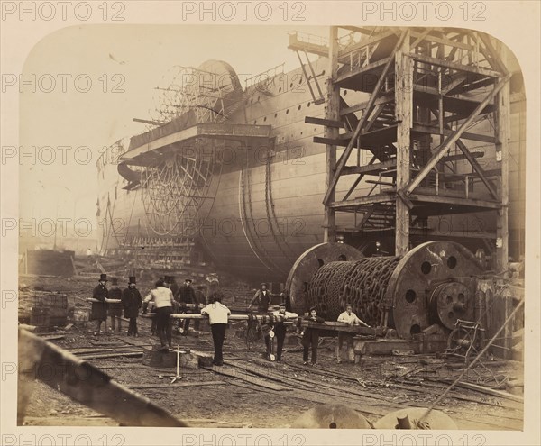 Men at Work Beside the Launching Chains of the "Great Eastern", November 18, 1857.