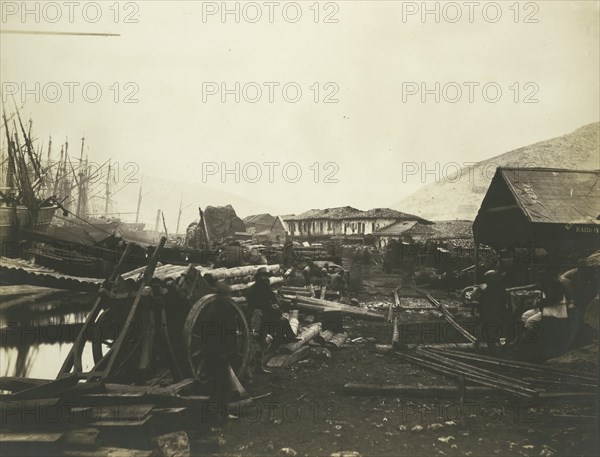 Landing Place, Railway Stores, Balaklava, 1855.