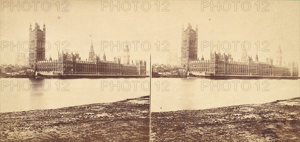 Group of 5 Stereograph Views of the Houses of Parliament, London, England, 1850s-1910s.