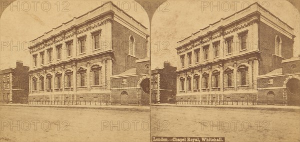 Pair of Stereograph Views of Chapel Royal, London, 1850s-1910s. (Banqueting House, Whitehall).