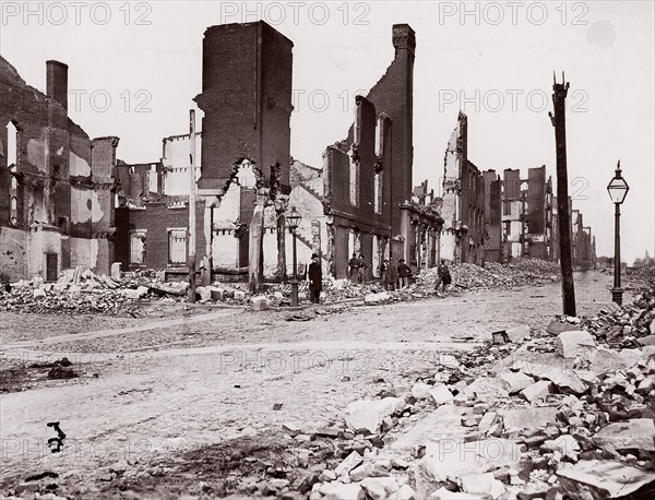 Ruins in Carey Street, Richmond, 1865. Formerly attributed to Mathew B. Brady.