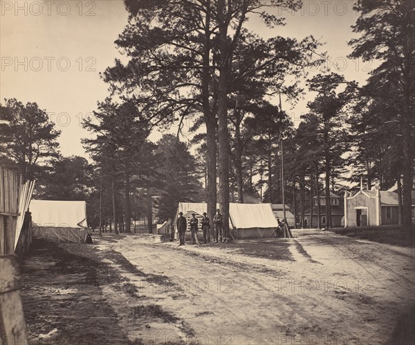 Civil War View, 1860s. (Portion general Hospitalfare grounds Petersburg, Va.)