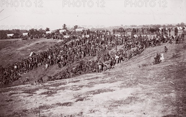 Confederate Prisoners at Belle Plain, 1863. Formerly attributed to Mathew B. Brady.