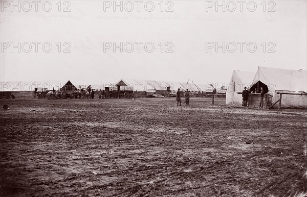 Quartermaster and Ambulance Camp, 6th Corps, Brandy Station, Virginia, 1861-65. Formerly attributed to Mathew B. Brady.