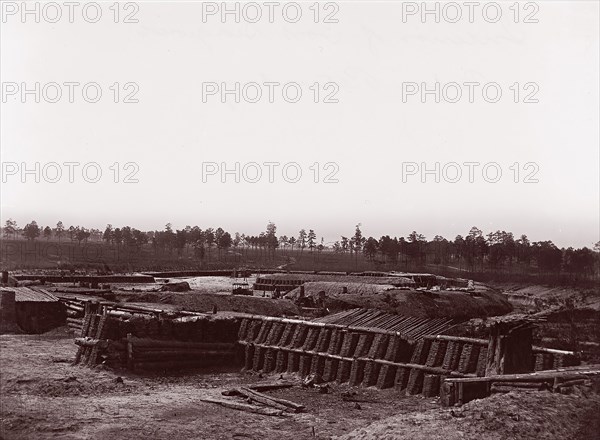 Interior of Fort Sedgwick, before Petersburg, 1861-65. Formerly attributed to Mathew B. Brady.