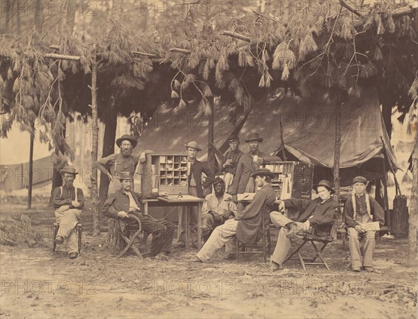 Chief Officer and Clerks of the Ambulance Department, 9th Army Corps, in Front of Petersburg, Virginia, August 1864.