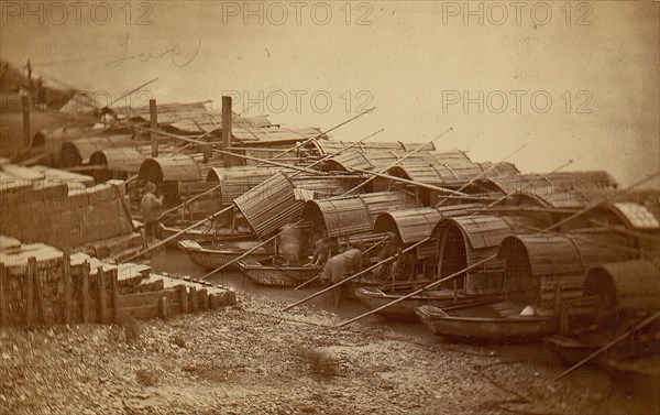 Boats Along Riverbank, 1870s.