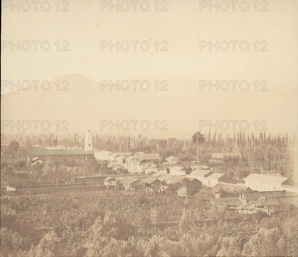 Town on Plain with Mountain in Background, 1860s.