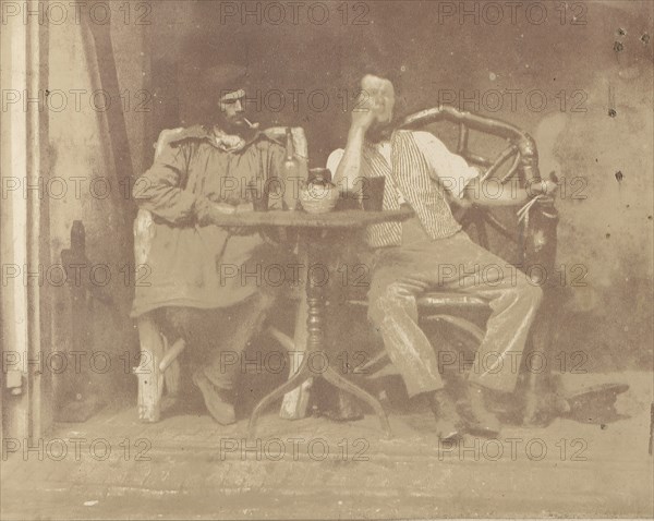 Two Men Seated at a Table, 1850s.