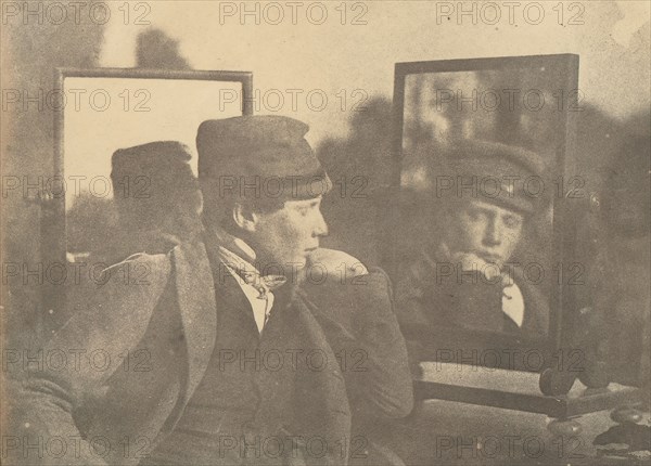 Boy in Profile, Face Shown Frontally in Mirror, 1850s.