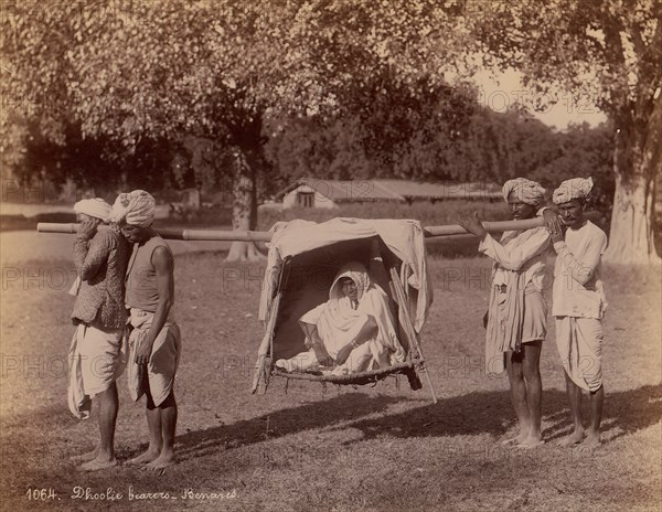 Dhoolie Bearers - Benares, 1860s-70s.