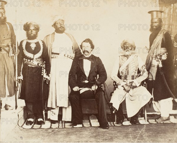 British Gentleman with Group of Eastern Potentates, 1860s.