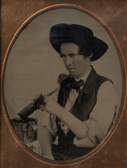 Painter Dipping Brush into Paint Jug, late 1850s-60s.
