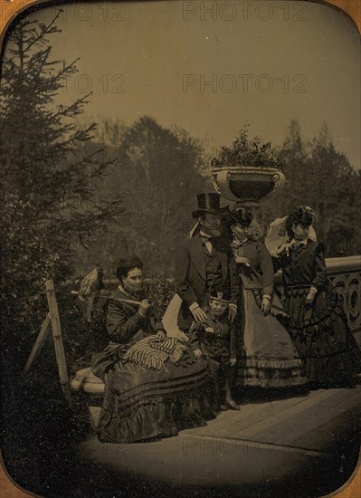 Family Posing on Bow Bridge, Central Park, New York, 1865-75.