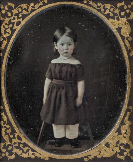 [Young Girl Standing on Short Platform], 1840s-50s.
