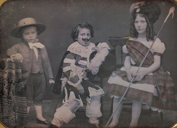 Three Children in Costume, 1850s.