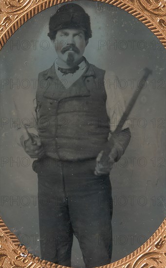 Slate Roofer Holding Slate Hammer and Iron Bar, 1850s-60s.