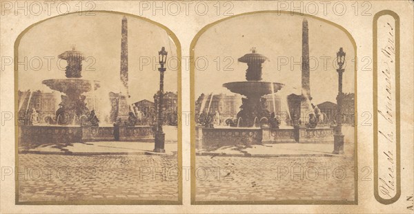 Group of 17 Early Calotype Stereograph Views, 1840s-50s. [Place de la Concorde, Paris].