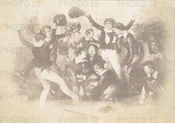 Watercolor of Boys Playing, 1850s.