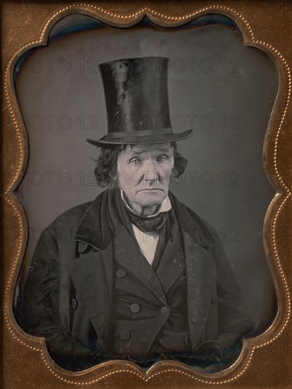 Older Man Wearing Top Hat and Coat, 1850s.