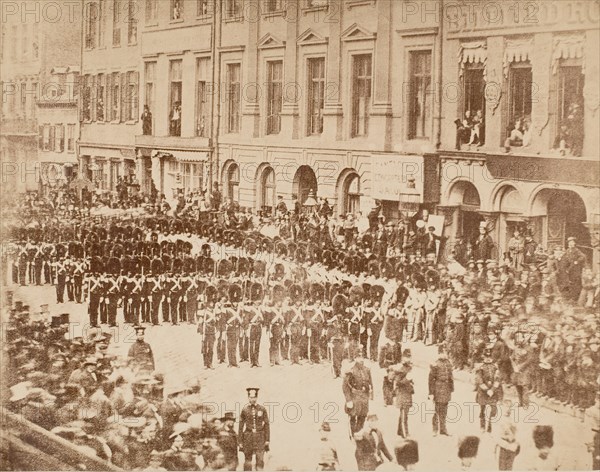 Old Boston Fuseliers on State Street, 1858.