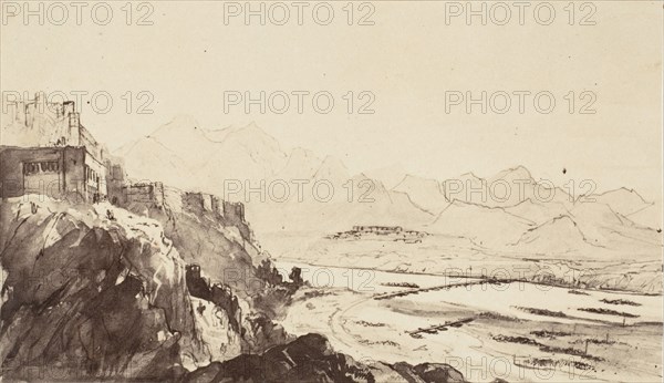 Attock on the Indus River- From a Drawing, 1858-61.