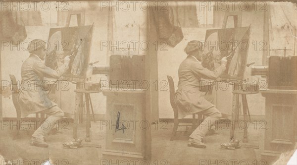 Painter at Work in Studio, 1850s.
