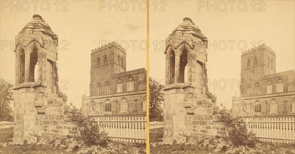 Group of 3 Early Stereograph Views of British Church and Monastery Ruins, 1860s-80s.