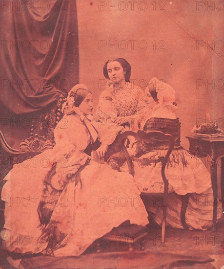 Three Claudet Family Women Seated in Studio, 1850s.
