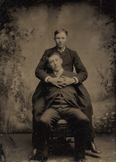Two Young Men, One Embracing the Other, 1870s-80s.