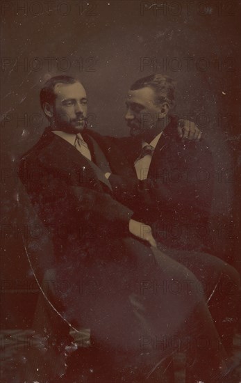 Two Men Seated, One in the Other's Lap, with Their Hands in Suggestive Positions, 1880s.