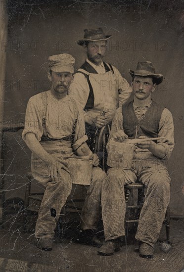 Three Painters with Brushes and Paint Cans, 1870s-80s.