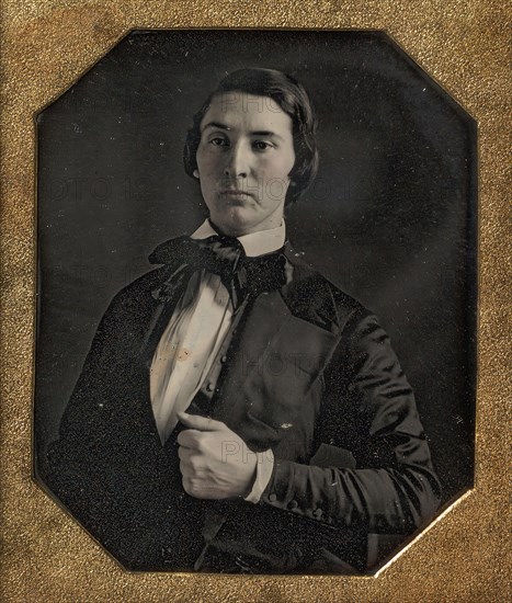 Young Man Holding Jacket Lapel, 1840s.