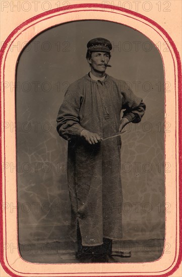 Plasterer Smoking a Cigar, Trowel in Hand, 1860s-70s.