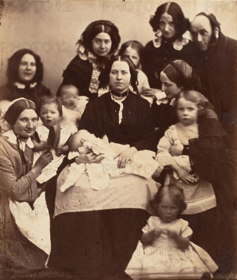 Mr. and Mrs. R. B. Tennent, Mrs. E. H. Yates, Mrs. Brandram, their Children and Three Nurses, 1850s.