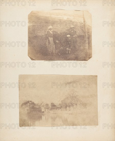 Bearer, Little Marlin, Self [Captain Hill], Garden, Umballa; Tank, Umballa City, 1850s.