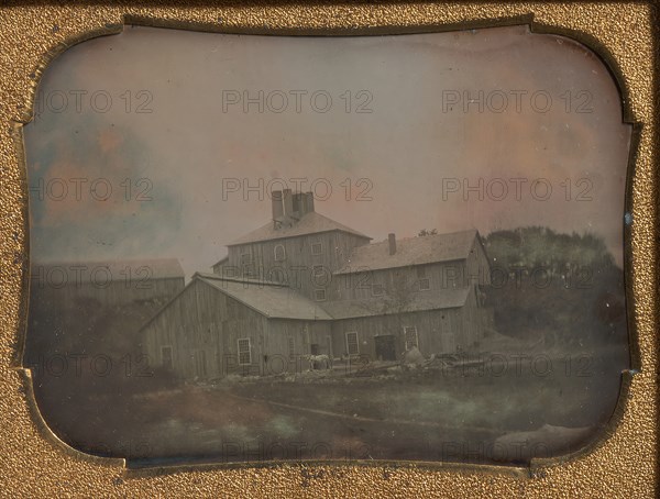 Mill or Warehouse with Vertical Clapboard Siding, 1850s.