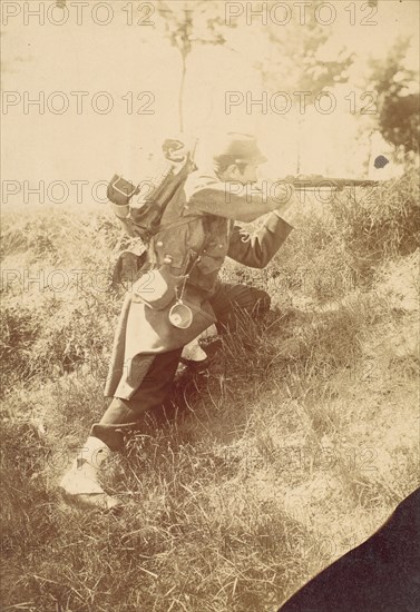 [Soldier Aiming Rifle], 1880s-90s.