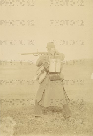 [Standing Soldier Aiming Rifle], 1880s-90s.