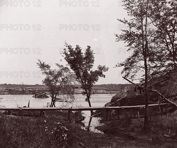 Fort Darling. Masked Battery and Obstruction in James River, ca. 1865. Formerly attributed to Mathew B. Brady.