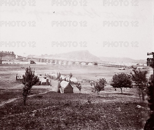 Bridge Builders Camp opposite Chattanooga, ca. 1864.