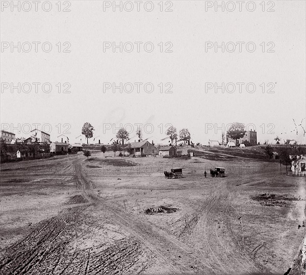 [Roads leading into a small town]. Brady album, p. 123, 1861-65. Formerly attributed to Mathew B. Brady.