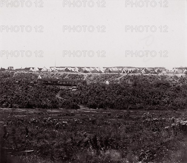 [Encampment on a bluff], 1861-65. Formerly attributed to Mathew B. Brady.