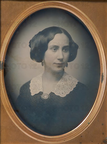 Young Woman Wearing Lace Collar and Brooch, 1850s.