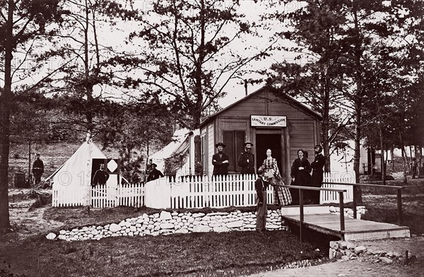 Sanitary Commission Office. Convalescent Camp, Alexandria, Virginia, 1861-65. Formerly attributed to Mathew B. Brady.